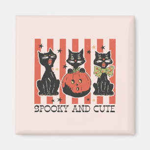 Spooky und Niedlich - Schwarze Katze und Kürbis Magnet