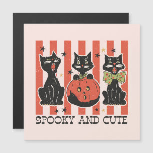 Spooky und Niedlich - Schwarze Katze und Kürbis Magnetkarte