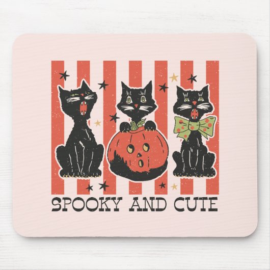 Spooky und Niedlich - Schwarze Katze und Kürbis Mousepad (Vorne)