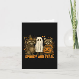 Spooky und Wild Niedlich Ghost Racoon Halloween Co Karte