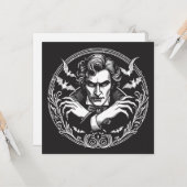 Spooky Vampire Illustration zum Vintagen Horror Karte (Vorderseite/Rückseite Beispiel)