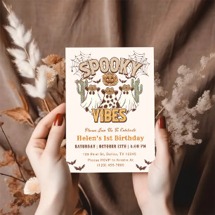 Spooky Vibes 1. Geburtstag Western Party Einladung