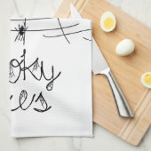 Spooky Vibes Abstrakt Spiders Geschirrtuch (Viertel Falte)