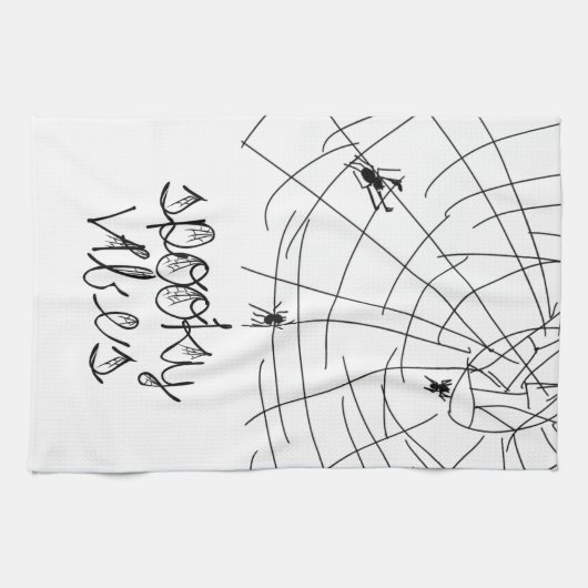 Spooky Vibes Abstrakt Spiders Geschirrtuch (Horizontal)
