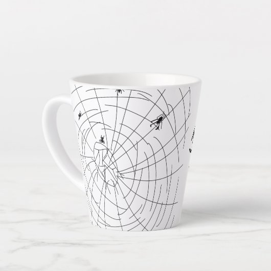 Spooky Vibes Abstrakt Spiders Milchtasse (Linke Ecke)