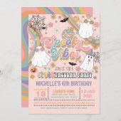 Spooky Vibes Birthday Einladung - Mädchen (Pink) (Vorne/Hinten)