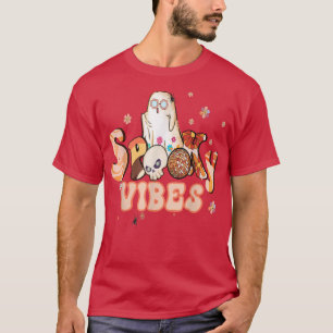 Spooky Vibes Blume Power Retro Hippy Ghost Hallow T-Shirt