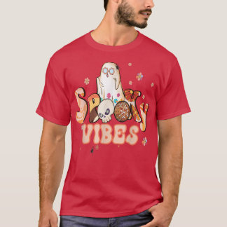 Spooky Vibes Blume Power Retro Hippy Ghost Hallow T-Shirt
