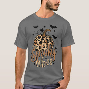 Spooky Vibes Boho Halloween Pumpkin Leopard Witchy T-Shirt