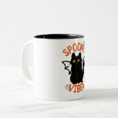 Spooky Vibes Cat Face Halloween Tasse (Vorderseite Links)