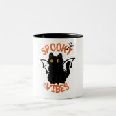 Spooky Vibes Cat Face Halloween Tasse (Mittel)