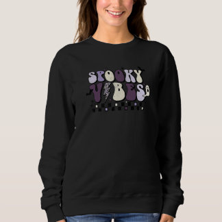 Spooky Vibes Cute Retro Spookiest Ghost Halloween  Sweatshirt