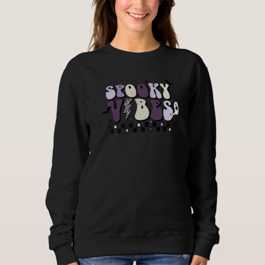 Spooky Vibes Cute Retro Spookiest Ghost Halloween  Sweatshirt (Vorderseite)