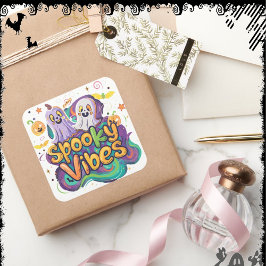 Spooky Vibes | ExDesigner | Halloween Quadratischer Aufkleber