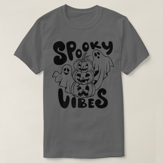 Spooky Vibes Ghost Beängstigend Pumpkin Face Funny T-Shirt (Design vorne)