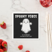 Spooky Vibes Ghost Halloween Schwarz-Weiß Serviette (Beispiel)