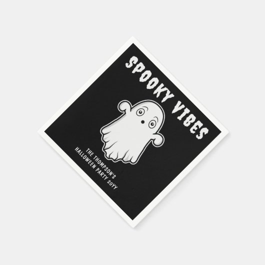 Spooky Vibes Ghost Halloween Schwarz-Weiß Serviette (Ecke)