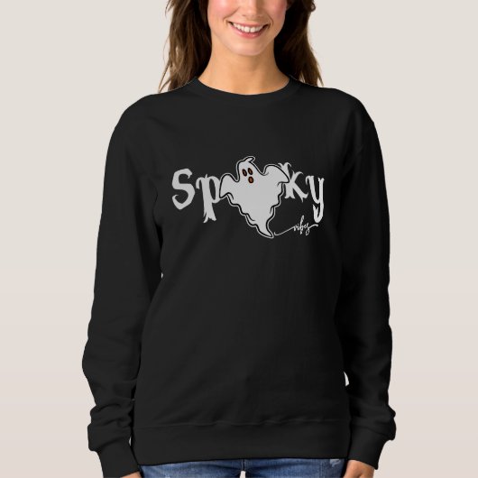 Spooky Vibes Ghost Halloween Typografie Sweatshirt (Vorderseite)