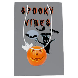 Spooky Vibes Ghost Pumpkin Halloween Design Mittlere Geschenktüte