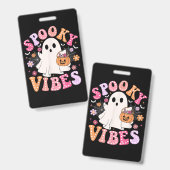 Spooky Vibes Ghost Retro Groovy Halloween Ausweis (Vorder- & Rückseite)