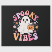 Spooky Vibes Ghost Retro Groovy Halloween Geschenkpapier (Flach)