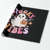 Spooky Vibes Ghost Retro Groovy Halloween Geschenkpapier (Ungerollt)