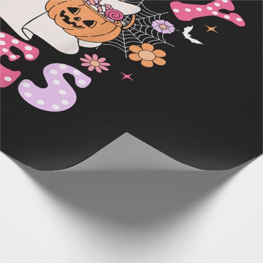 Spooky Vibes Ghost Retro Groovy Halloween Geschenkpapier (Ecke)