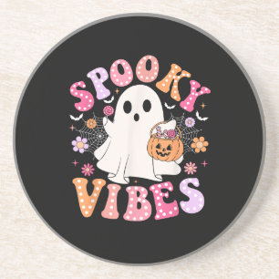 Spooky Vibes Ghost Retro Groovy Halloween Getränkeuntersetzer