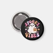 Spooky Vibes Ghost Retro Groovy Halloween Magnet (Vorderseite/Rückseite)