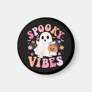 Spooky Vibes Ghost Retro Groovy Halloween Magnet