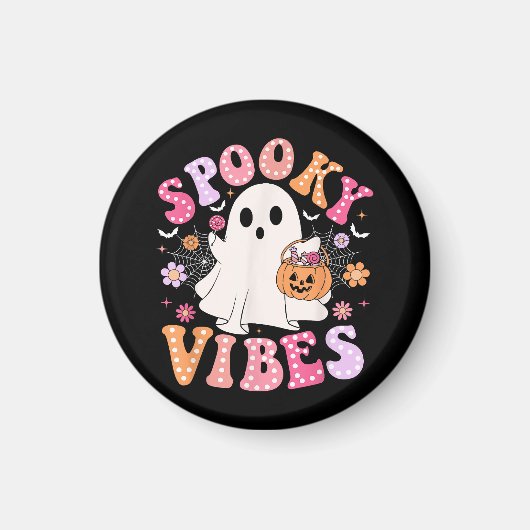Spooky Vibes Ghost Retro Groovy Halloween Magnet (Vorne)