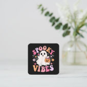 Spooky Vibes Ghost Retro Groovy Halloween Quadratische Visitenkarte (Stehend Vorderseite)