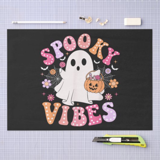 Spooky Vibes Ghost Retro Groovy Halloween Seidenpapier (Handwerk)