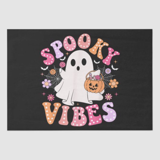 Spooky Vibes Ghost Retro Groovy Halloween Seidenpapier (Vorderseite)