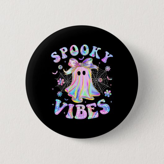 Spooky Vibes Ghost Retro Halloween Boo Crew Button (Vorderseite)