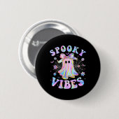 Spooky Vibes Ghost Retro Halloween Boo Crew Button (Vorne & Hinten)