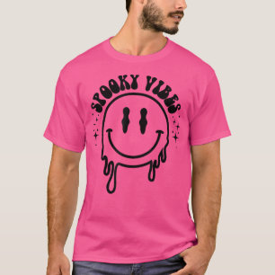 Spooky Vibes Groovy Beängstigend Happy Face Hallow T-Shirt