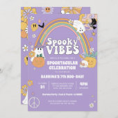 Spooky Vibes Groovy Ghost Hippe Halloween Geburtst Einladung (Vorne/Hinten)