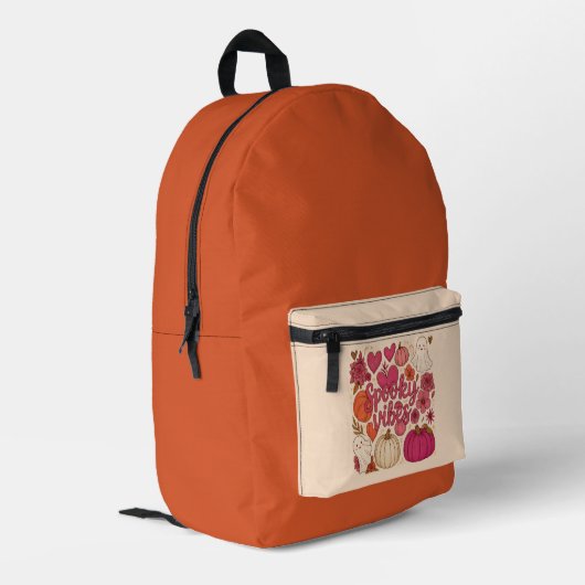 Spooky Vibes - Halloween-Backpack Bedruckter Rucksack (Rückseitige Ecke links)