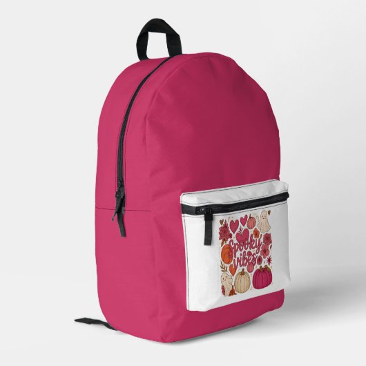 Spooky Vibes - Halloween-Backpack Bedruckter Rucksack (Rückseitige Ecke links)