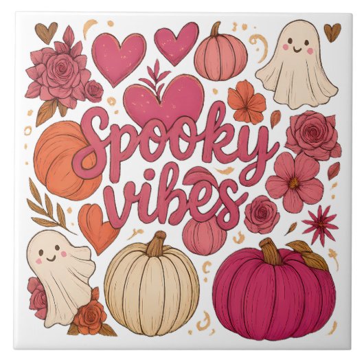 Spooky Vibes — Halloween Fliese (Vorderseite)
