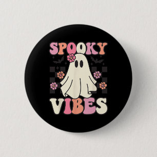 Spooky Vibes Halloween Ghost Kostüm Retro Groovy Button