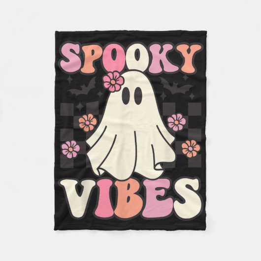 Spooky Vibes Halloween Ghost Kostüm Retro Groovy Fleecedecke (Vorderseite)