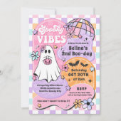 Spooky Vibes Halloween Groovy Ghost Birthday Party Einladung (Vorderseite)