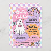 Spooky Vibes Halloween Groovy Ghost Birthday Party Einladung (Vorne/Hinten)