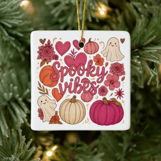 Spooky Vibes — Halloween Keramikornament (Baum)