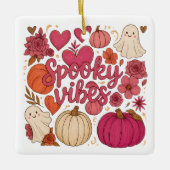 Spooky Vibes — Halloween Keramikornament (Vorderseite)