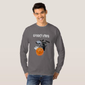 Spooky Vibes Halloween mit weißem Geist und Text T-Shirt (Vorne ganz)