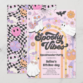 Spooky Vibes Halloween Niedlich Groovy Ghost Gebur Einladung