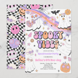 Spooky Vibes Halloween Niedlich Groovy Ghost Gebur Einladung